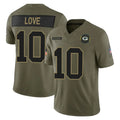 GB.Packers #10 Jordan Love Player Olive 2025 Salute To Service Limited Home Game BALCE Stitched Jerseys