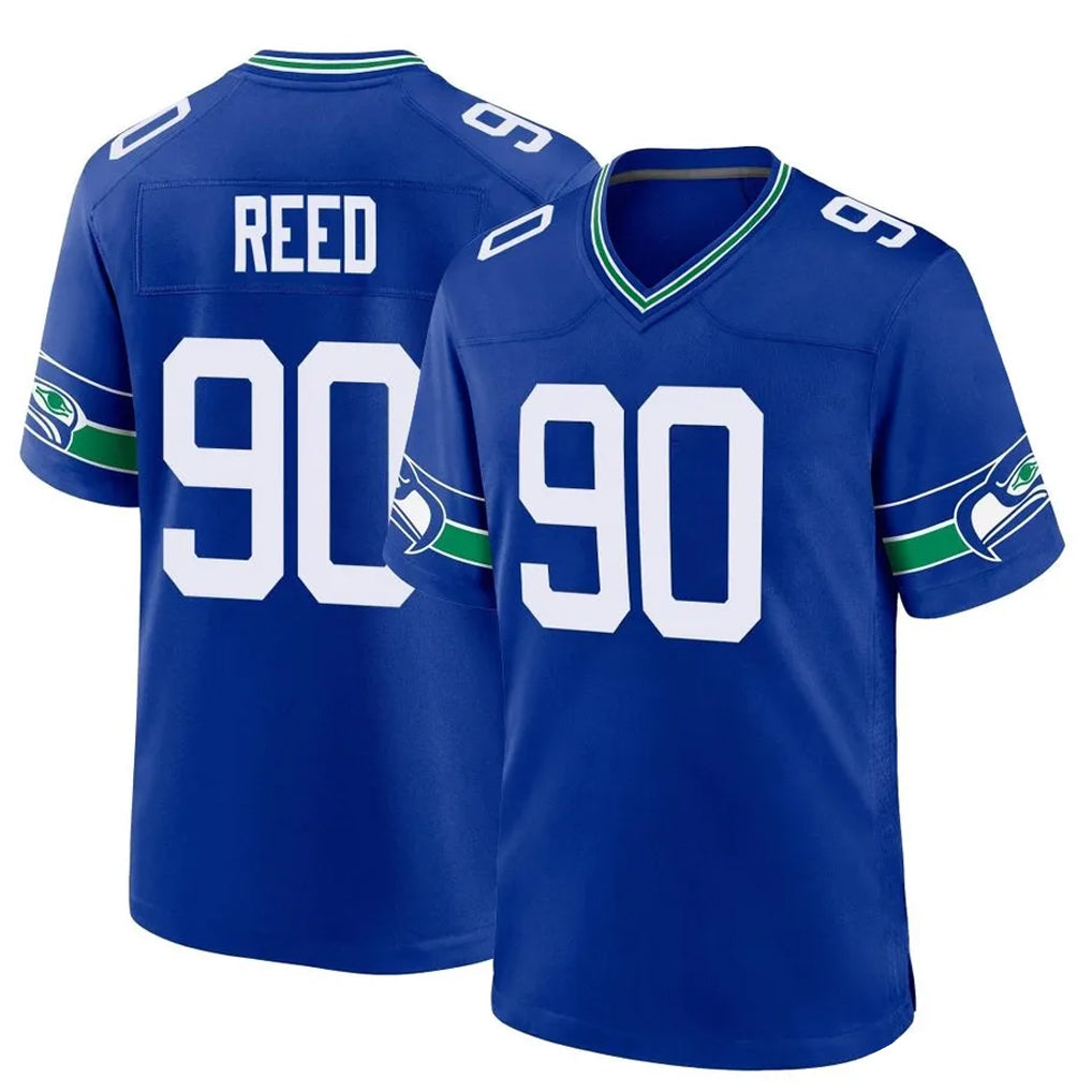 S.Seahawks #90 Jarran Reed Player Royal Throwback Home Game BALCE Stitched Jerseys