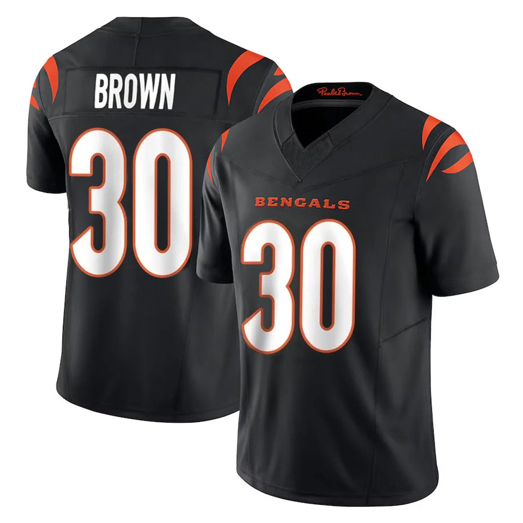 C.Bengals #30 Chase Brown Player Black Vapor F.U.S.E. Limited Home Game BALCE Stitched Jerseys