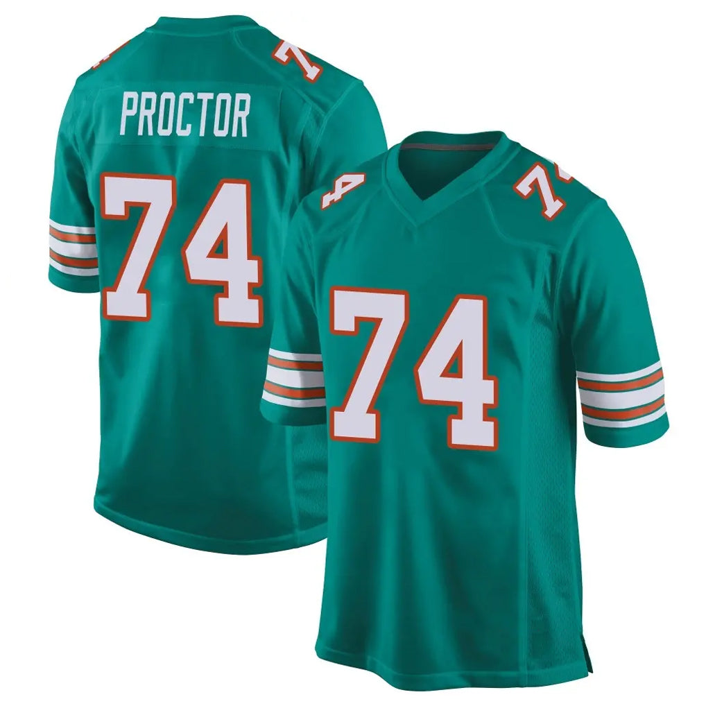 M.Dolphins #74 Kadyn Proctor Player Aqua Alternate Home Game BALCE Stitched Jerseys
