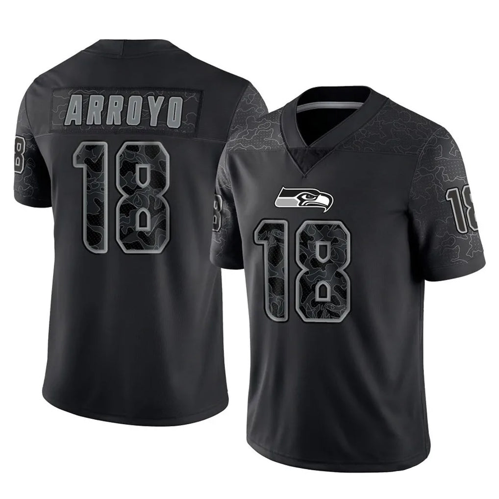 S.Seahawks #18 Elijah Arroyo Player Black Limited Reflective Home Game BALCE Stitched Jerseys