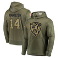 B.Ravens #14 Kyle Hamilton Player Olive Salute to Service Pullover Hoodie BALCE Stitched Jerseys