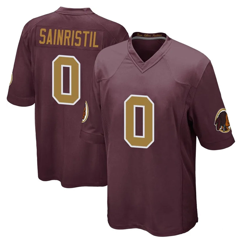 W.Commanders #0 Mike Sainristil Player Burgundy Alternate Home Game BALCE Stitched Jerseys
