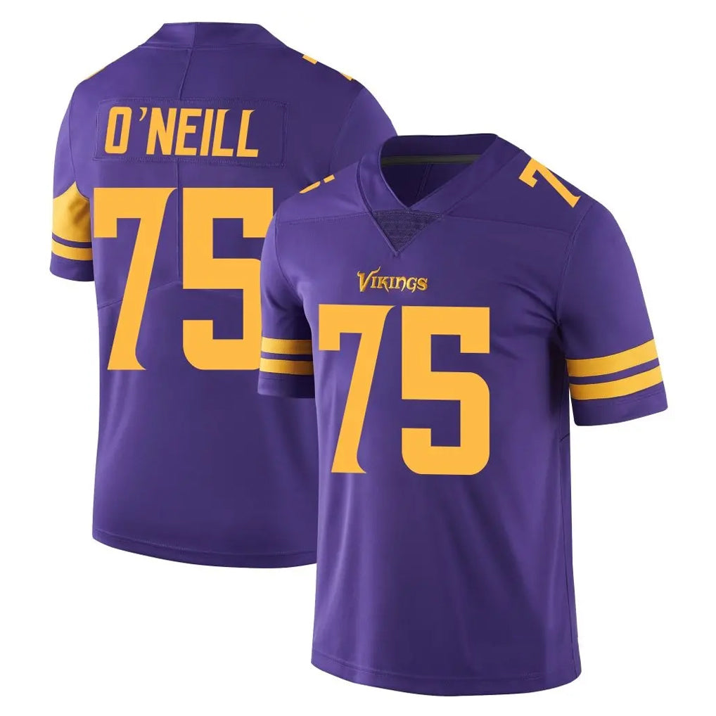 M.Vikings #75 Brian O'Neill Player Purple Limited Color Rush Home Game BALCE Stitched Jerseys