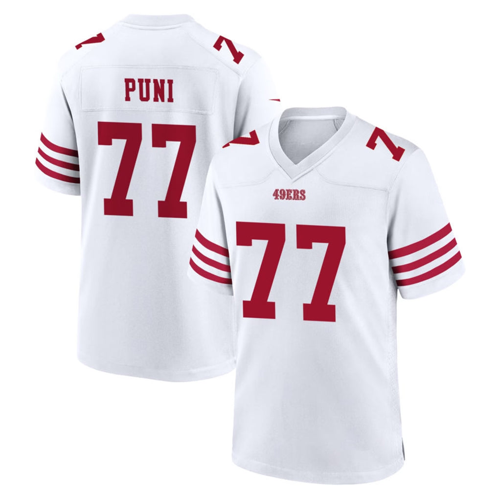 SF.49ers #77 Dominick Puni Player White Game Home BALCE Stitched Jerseys