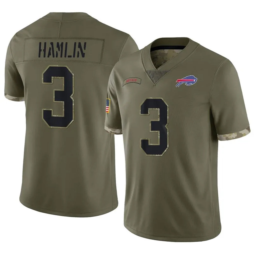 B.Bills #3 Damar Hamlin Player Olive Salute To Service BALCE Stitched Jerseys