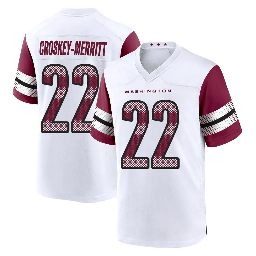 W.Commanders #22 Jacory Croskey-Merritt Player White Game Home BALCE Stitched Jerseys
