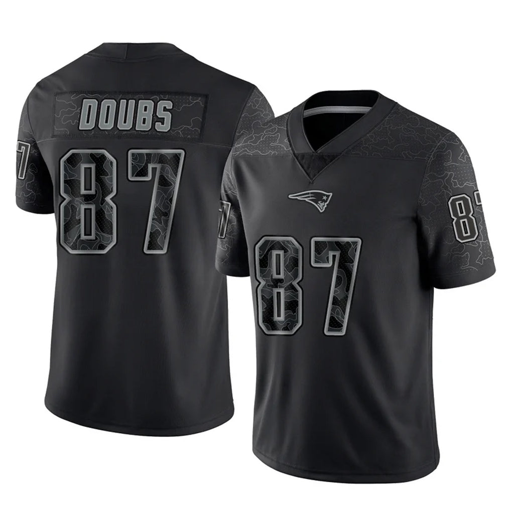 NE.Patriots #87 Romeo Doubs Player Black Reflective LImited Home Game BALCE Stitched Jerseys