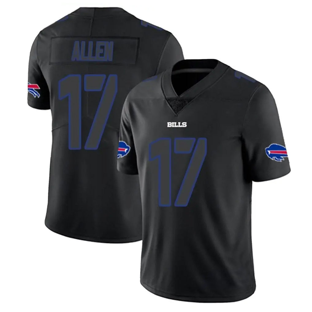 B.Bills #17 Josh Allen Player Black Impact Limited Home Game BALCE Stitched Jerseys