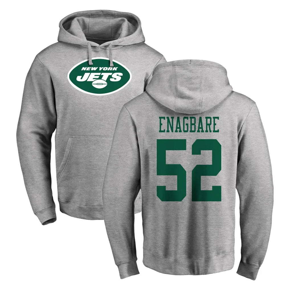 NY.Jets #52 Kingsley Enagbare Player Gray LOGO Pullover Hoodies Limited Game BALCE Stitched Jerseys