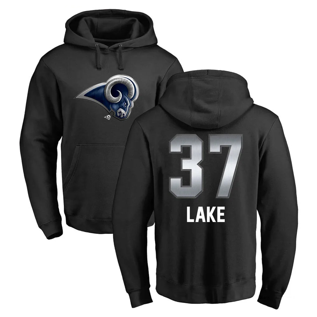 LA.Rams #37 Quentin Lake Player Black Pullover Hoodie Limited Game BALCE Stitched Jerseys