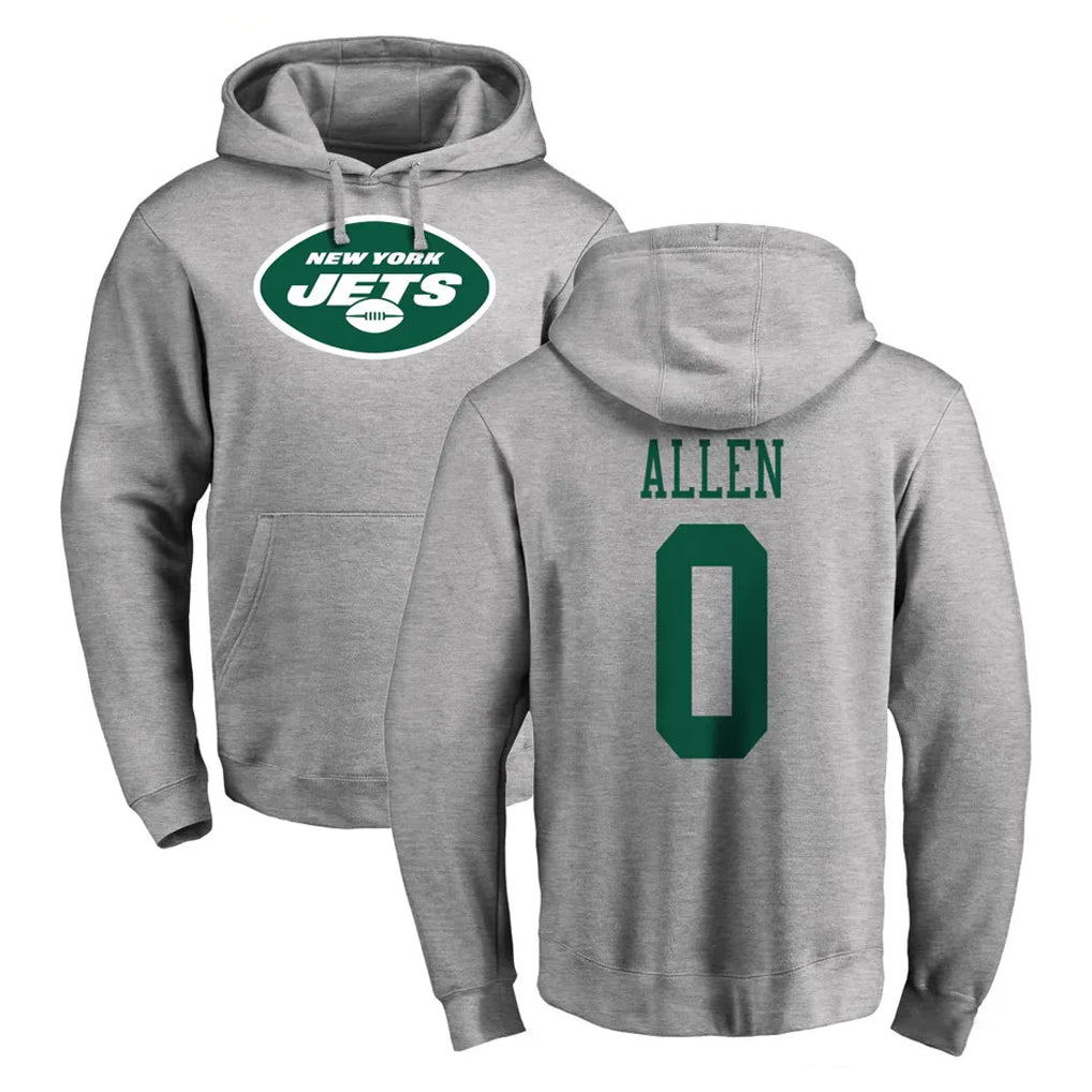 NY.Jets #0 Braelon Allen Player Gray LOGO Pullover Hoodies Limited Game BALCE Stitched Jerseys