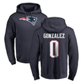 NE.Patriots #0 Christian Gonzalez Player Navy LOGO Pullover Hoodies Home Game BALCE Stitched Jerseys