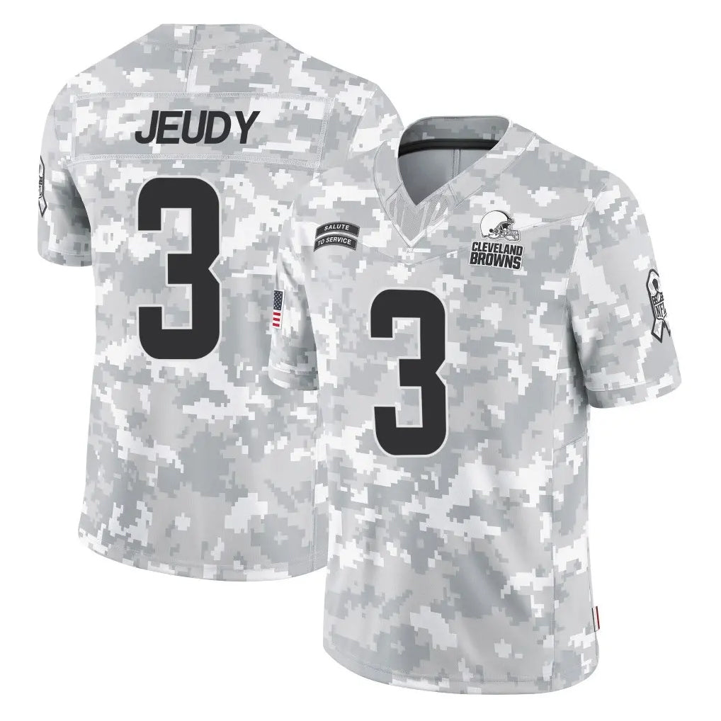 C.Browns #3 Jerry Jeudy Player Arctic Camo Salute to Service Limited Home Game BALCE Stitched Jerseys