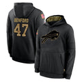 B.Bills #47 Christian Benford Player Black Salute to Service Hoodies Hame BALCE Stitched Jerseys