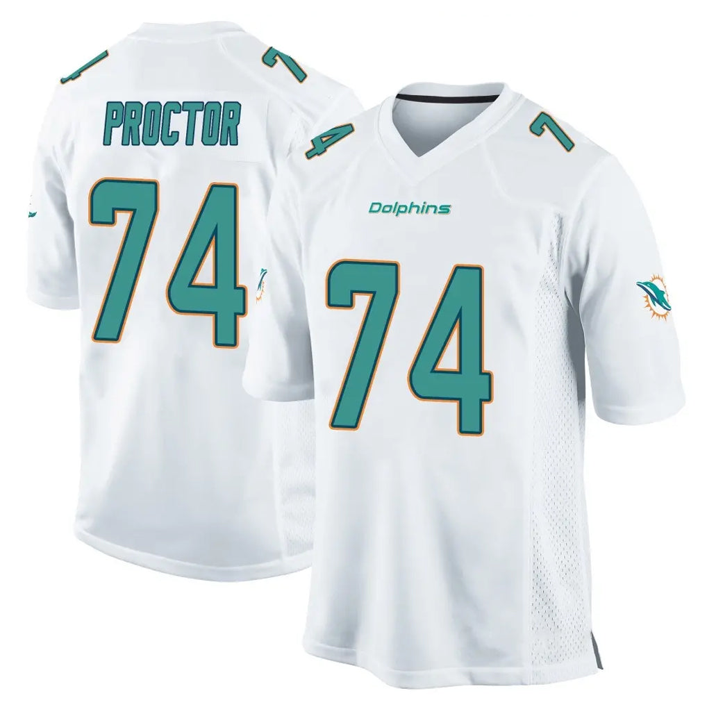 M.Dolphins #74 Kadyn Proctor Player White Home Game BALCE Stitched Jerseys