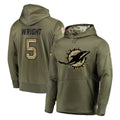 M.Dolphins #5 Jaylen Wright Player Olive Salute to Service Pullover Hoodies Home Game BALCE Stitched Jerseys