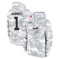 M.Vikings #1 Kyler Murray Player Arctic Camo Salute to Service Pullover Hoodies Limited Game BALCE Stitched Jerseys