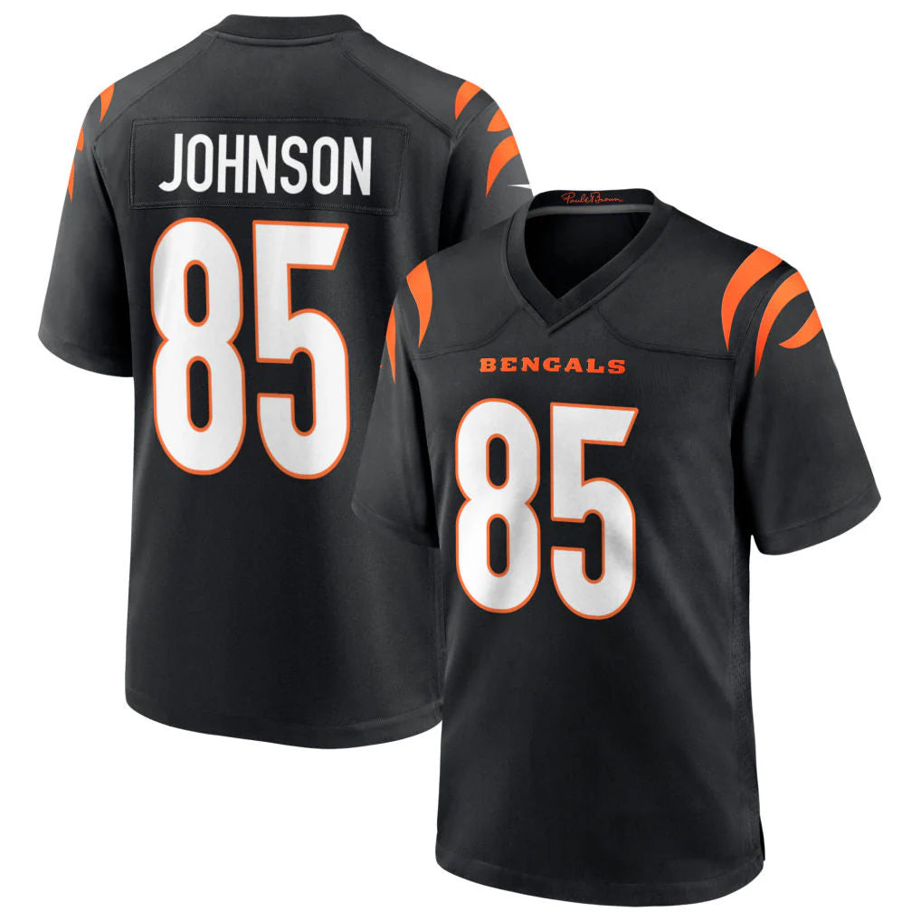 C.Bengals #85 Chad Johnson Player Black Home Game BALCE Stitched Jerseys