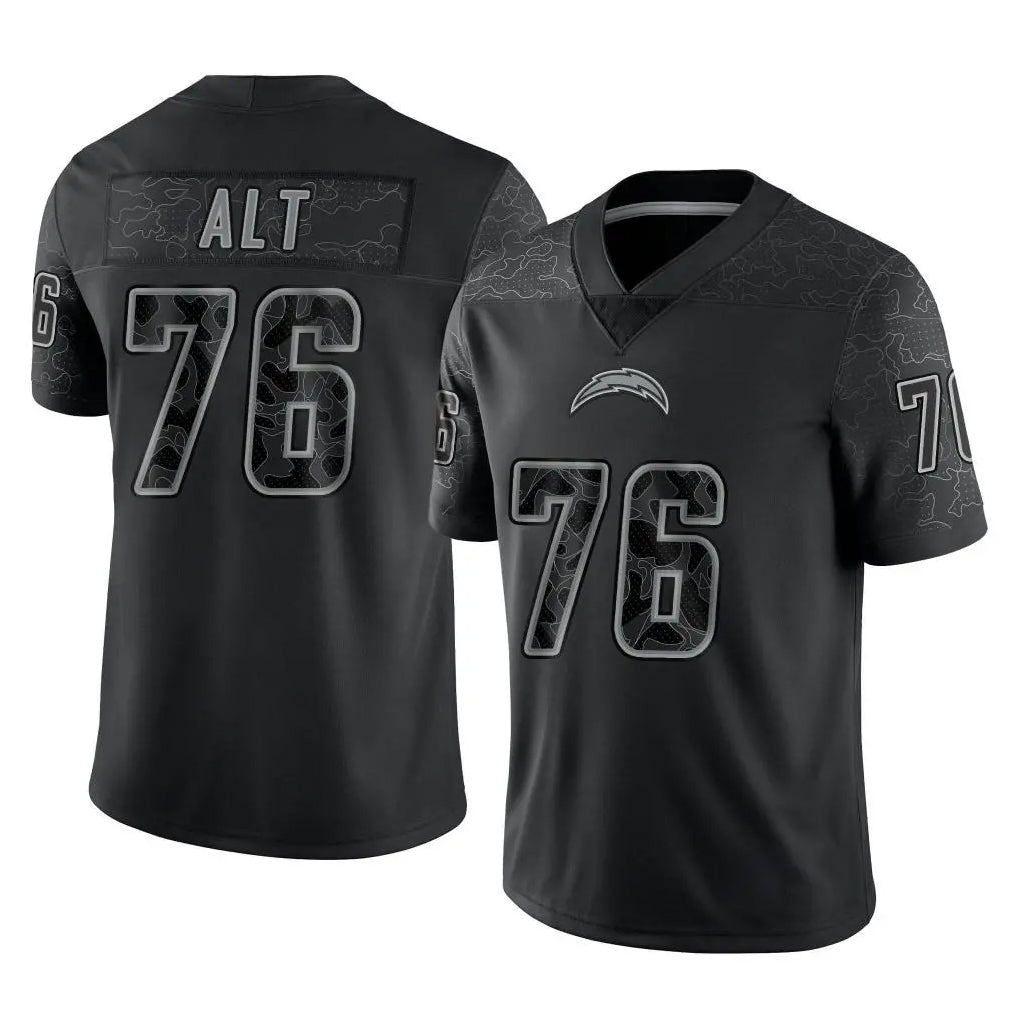LA.Chargers #76 Joe Alt Player Black Limited Reflective Home Game BALCE Stitched Jerseys