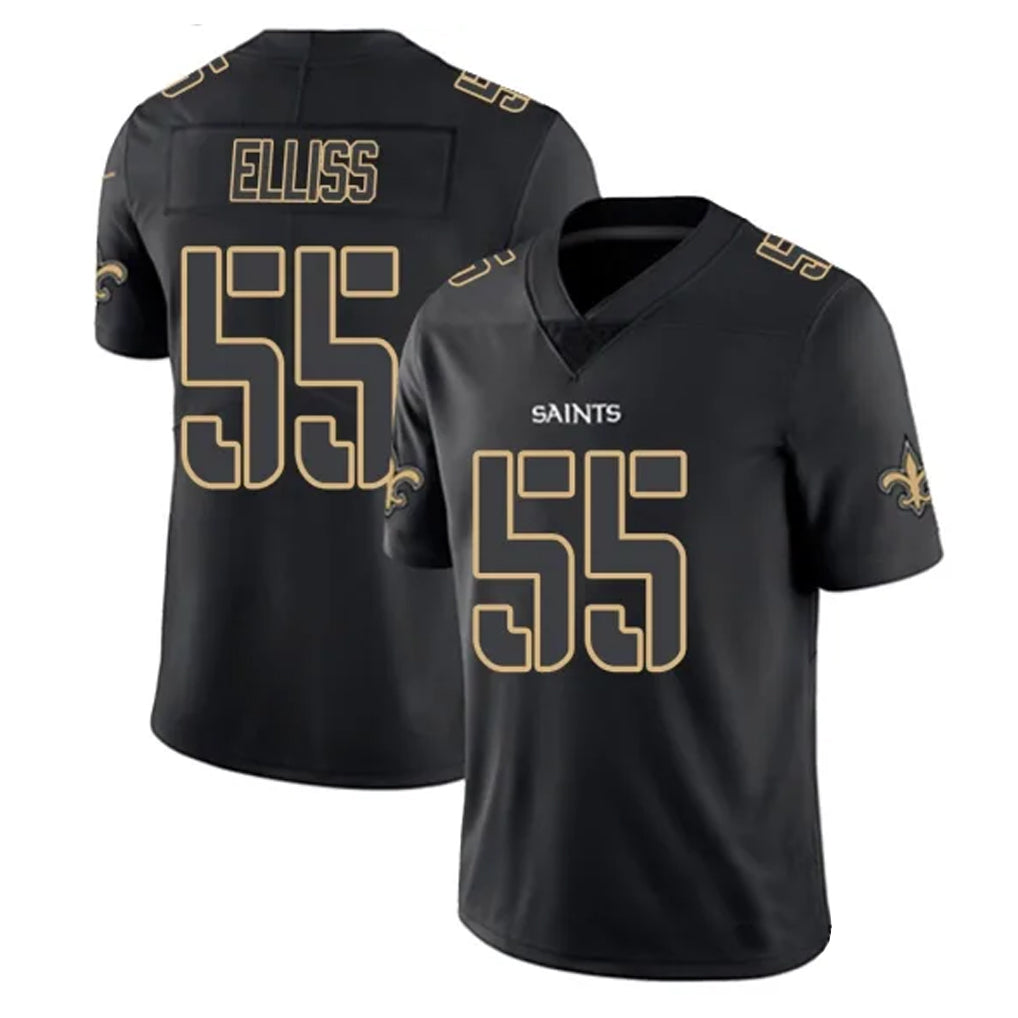 NO.Saints #55 Kaden Elliss Player Black Impact Limited Home Game BALCE Stitched Jerseys