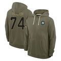 M.Dolphins #74 Kadyn Proctor Player Olive Salute to Service Pullover Hoodies Limited BALCE Stitched Jerseys