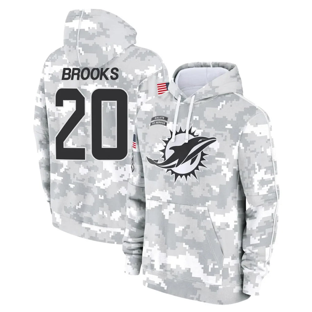M.Dolphins #20 Jordyn Brooks Player Arctic Camo Salute to Service Hoodies Limited Game BALCE Stitched Jerseys