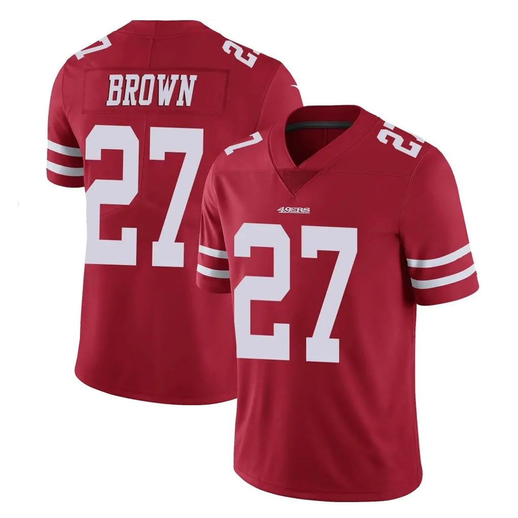 SF.49ers #27 Ji'Ayir Brown Player Red Limited Vapor Untouchable Home Game BALCE Stitched Jerseys