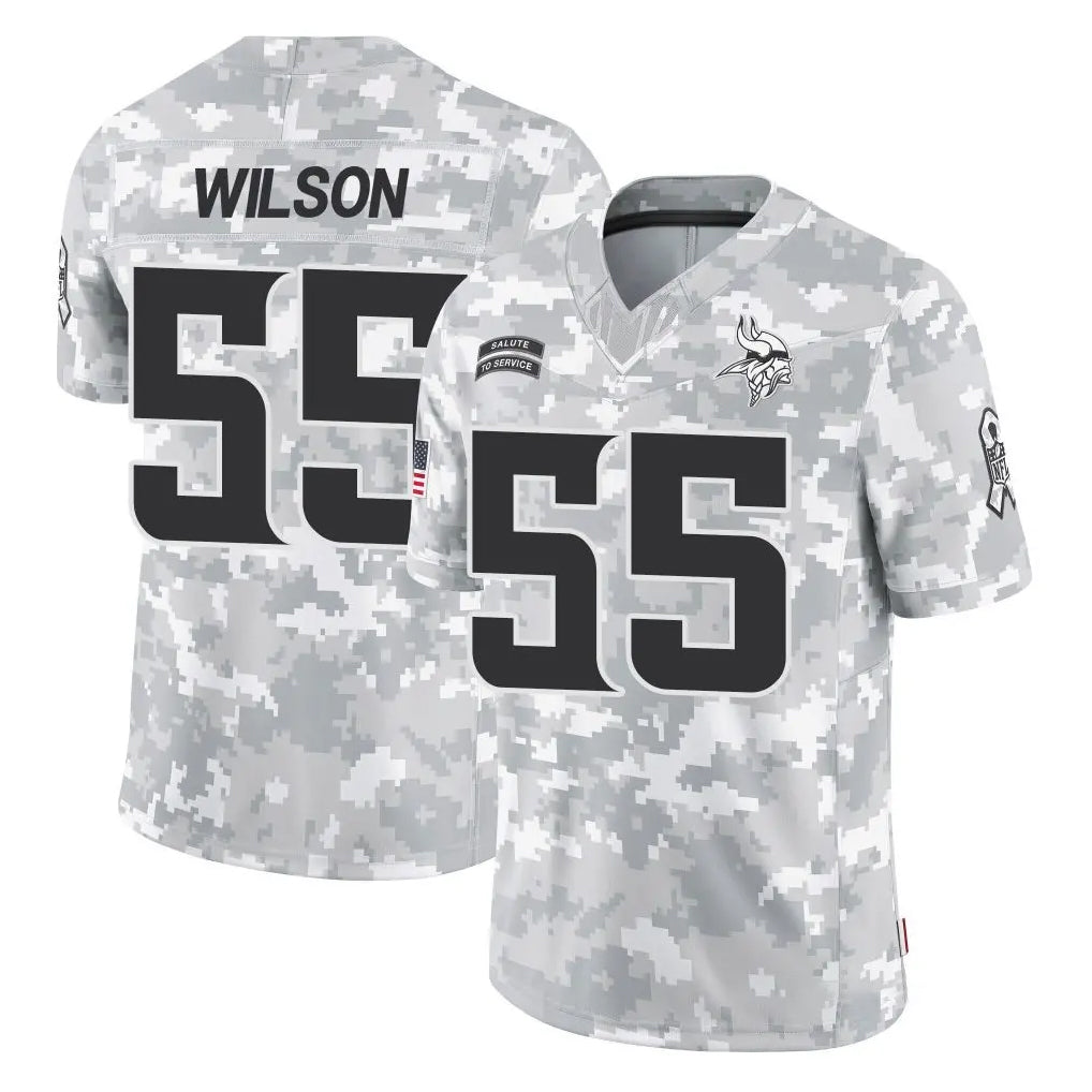 M.Vikings #55 Eric Wilson Player Arctic Camo Salute To Service Limited Game BALCE Stitched Jerseys