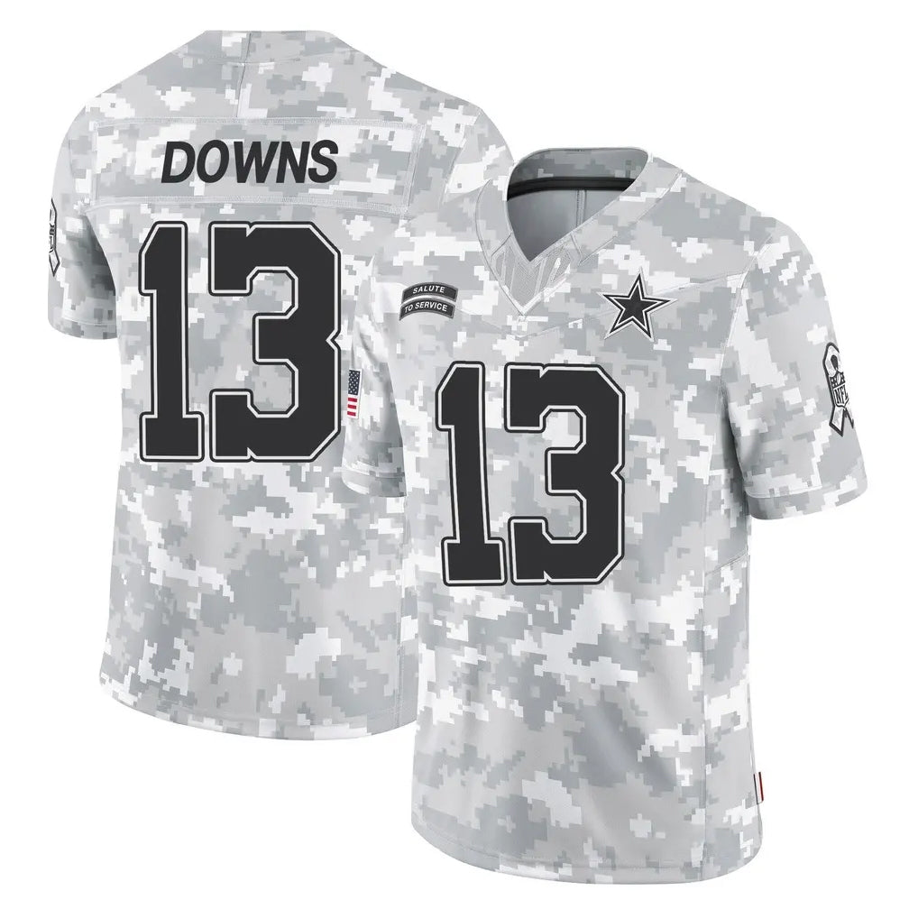 D.Cowboys #13 Caleb Downs Player Arctic Camo Salute to Service Limited Home Game BALCE Stitched Jerseys