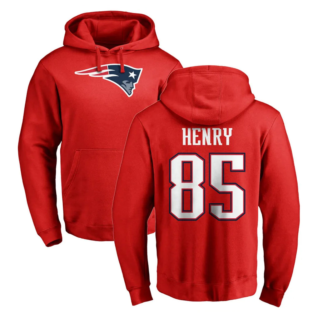 NE.Patriots #85 Hunter Henry Player Red LOGO Pullover Hoodies Home Game BALCE Stitched Jerseys