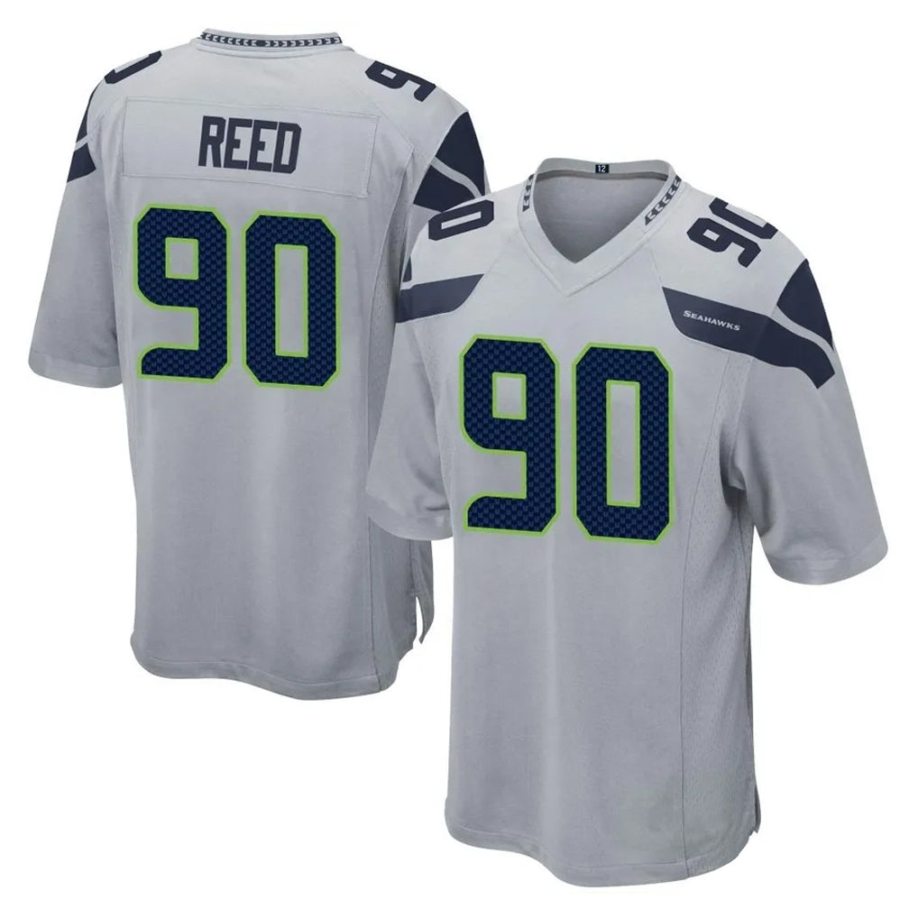 S.Seahawks #90 Jarran Reed Player Gray Home Game BALCE Stitched Jerseys