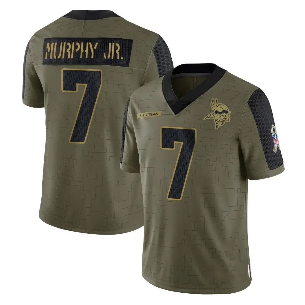 M.Vikings #7 Byron Murphy Jr. Player Olive Salute To Service Limited Game BALCE Stitched Jerseys