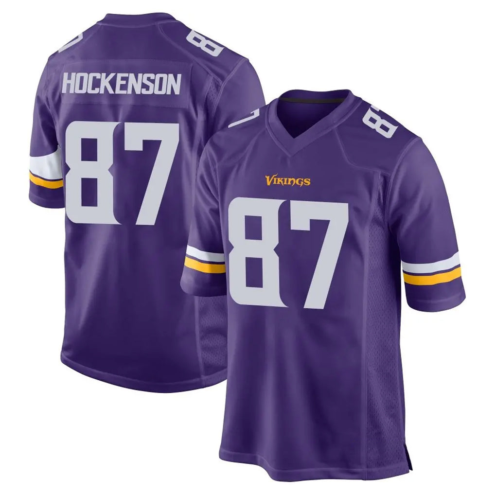 M.Vikings #87 T.J. Hockenson Player Purple Home Game BALCE Stitched Jerseys
