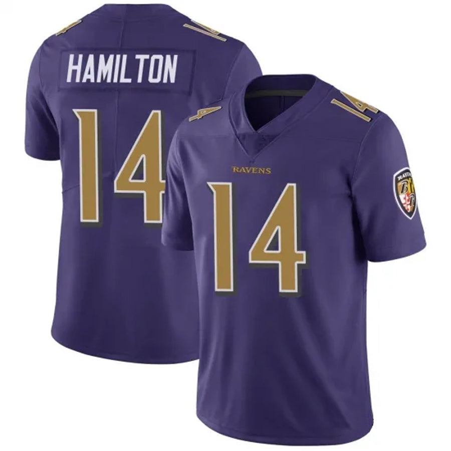 B.Ravens #14 Kyle Hamilton Player Purple Color Rush Vapor Untouchable Limited Game BALCE Stitched Jerseys