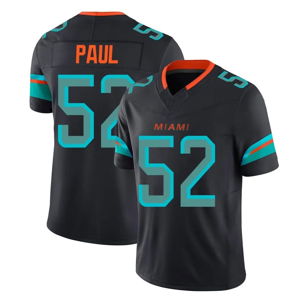 M.Dolphins #52 Patrick Paul Player Black Limited Pitch Rivalries Collection Home Game BALCE Stitched Jerseys