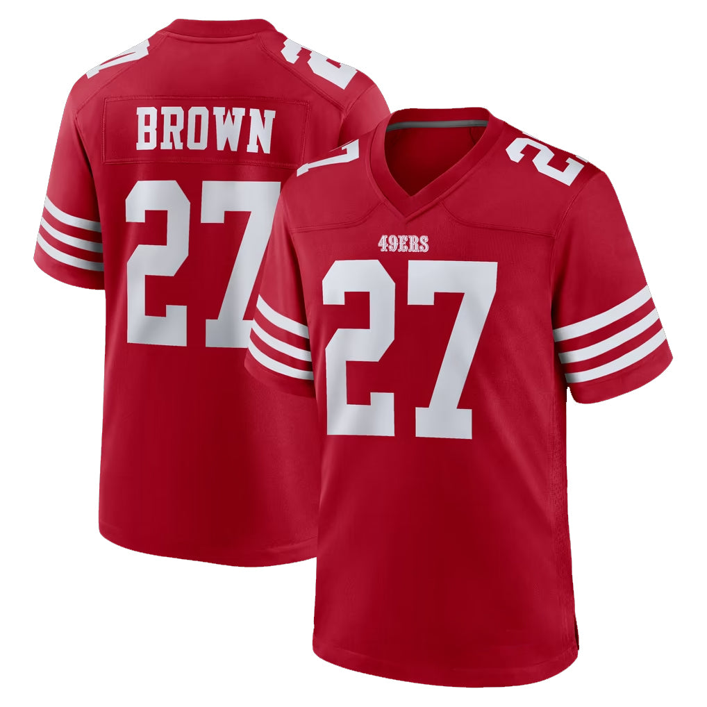 SF.49ers #27 Ji'Ayir Brown Player Red Game Home BALCE Stitched Jerseys