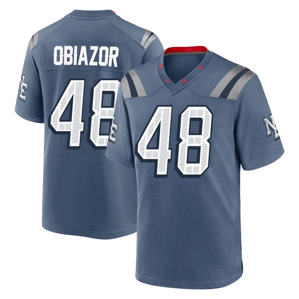 NE.Patriots #48 Namdi Obiazor Player Blue Rivalries Collection Home Game BALCE Stitched Jerseys