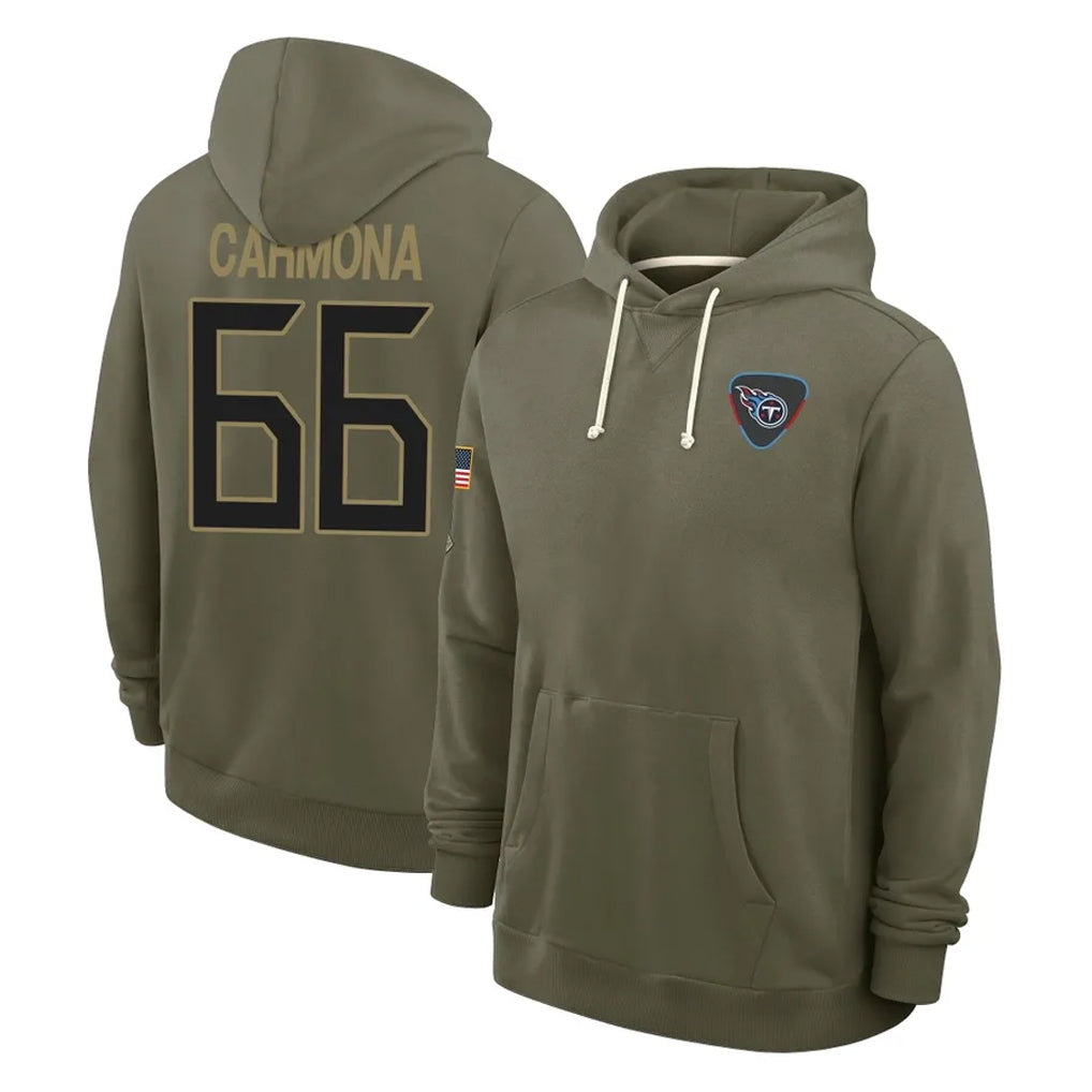T.Titans #66 Fernando Carmona Jr. Player Olive Salute to Service Hoodies Home Game BALCE Stitched Jerseys