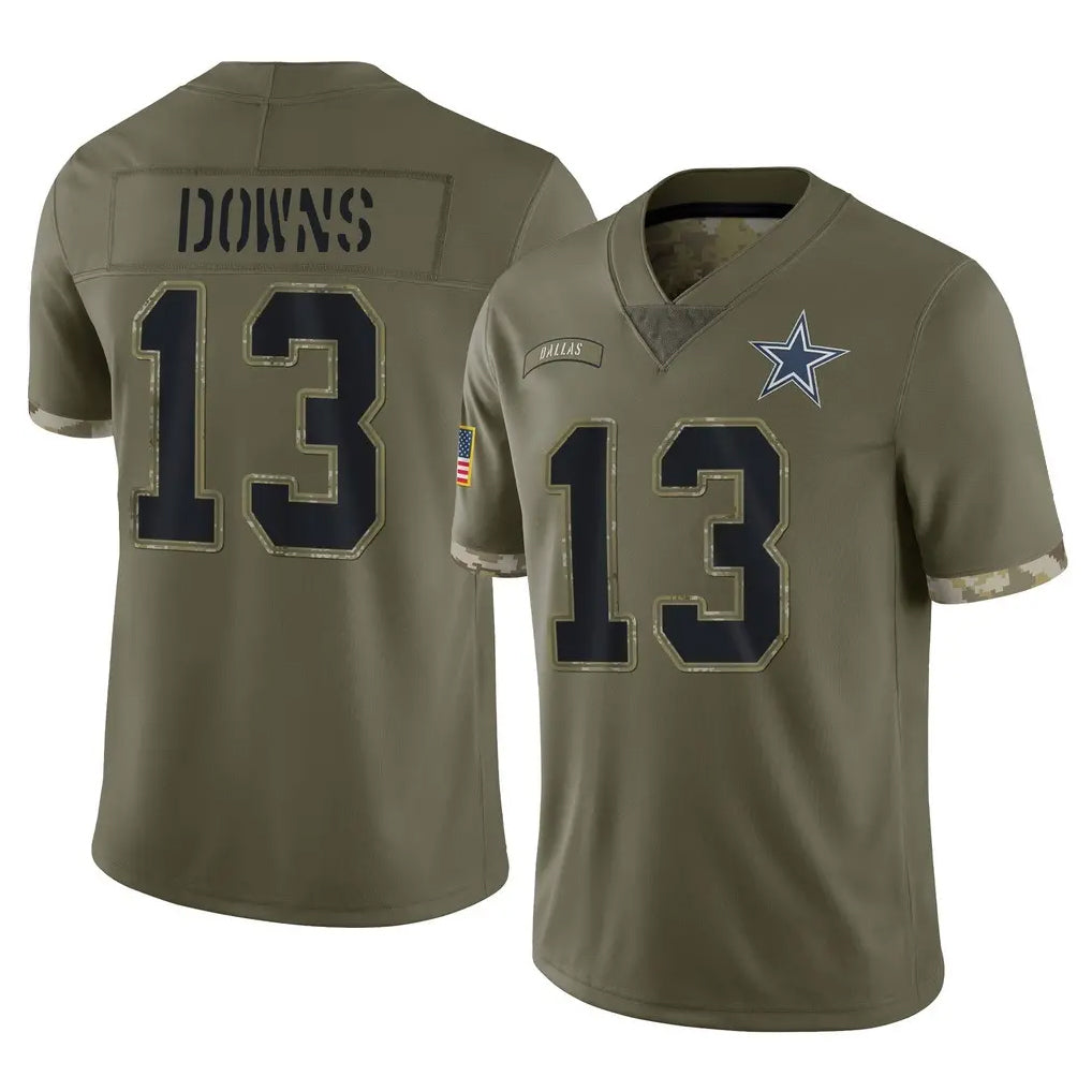 D.Cowboys #13 Caleb Downs Player Olive Salute to Service Limited Game BALCE Stitched Jerseys