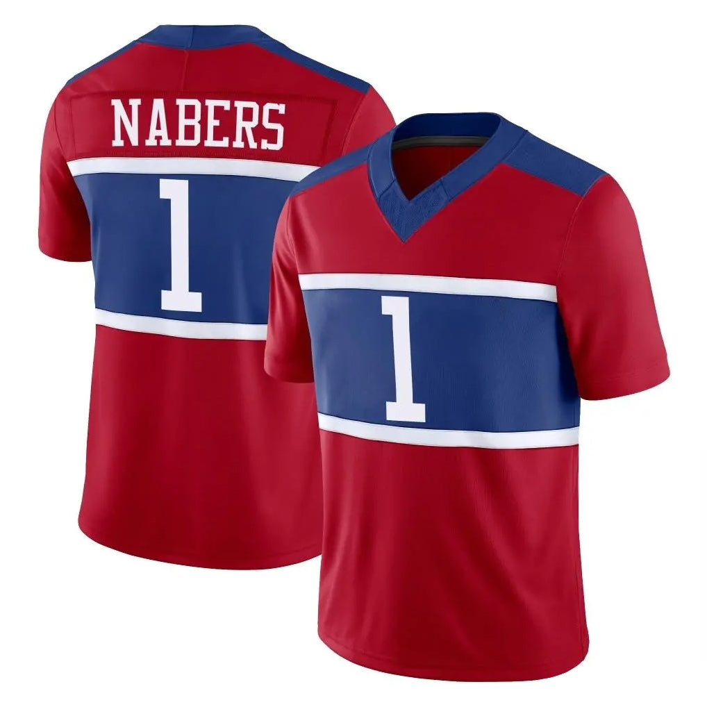 NY.Giants #1 Malik Nabers Player Red Century Vapor F.U.S.E. Home Game BALCE Stitched Jerseys