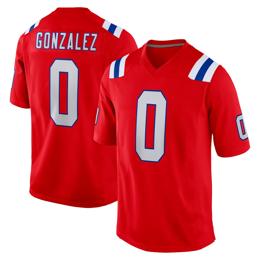 NE.Patriots #0 Christian Gonzalez Player Red Home Game BALCE Stitched Jerseys