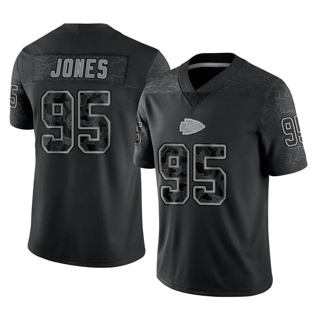 KC.Chiefs #95 Chris Jones Player Black Limited Reflective Game BALCE Stitched Jerseys