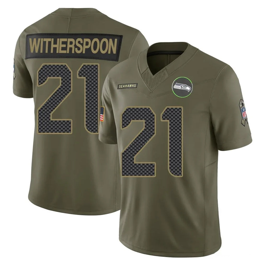 S.Seahawks #21 Devon Witherspoon Player Olive 2025 Salute To Service Limited Home Game BALCE Stitched Jerseys