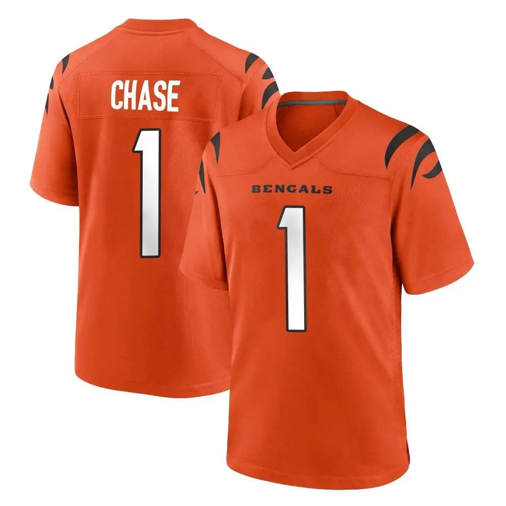 C.Bengals #1 Ja'Marr Chase Player Orange Home Game BALCE Stitched Jerseys