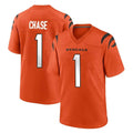C.Bengals #1 Ja'Marr Chase Player Orange Home Game BALCE Stitched Jerseys