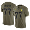 LA.Rams #77 Alaric Jackson Player Olive Salute To Service Limited BALCE Stitched Jerseys