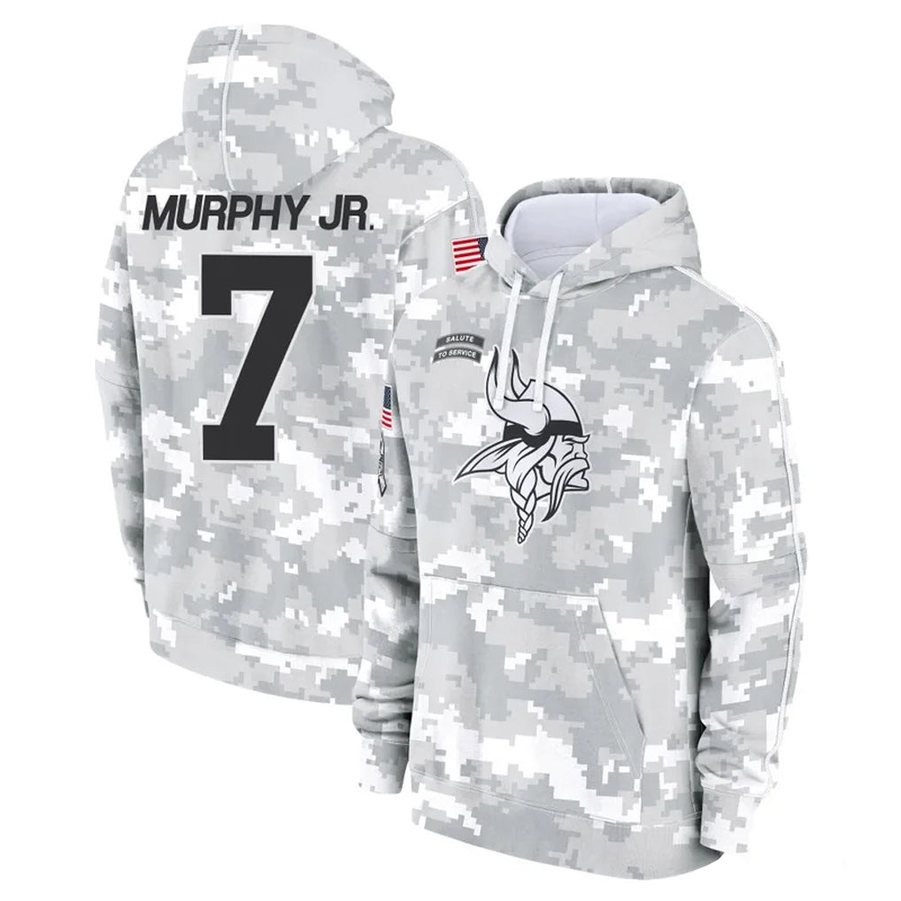M.Vikings #7 Byron Murphy Jr. Player Arctic Camo Salute to Service Pullover Hoodies Limited Game BALCE Stitched Jerseys