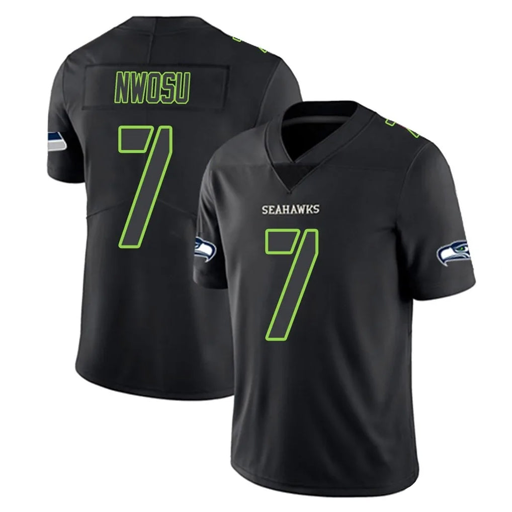 S.Seahawks #7 Uchenna Nwosu Player Black Impact Limited Home Game BALCE Stitched Jerseys