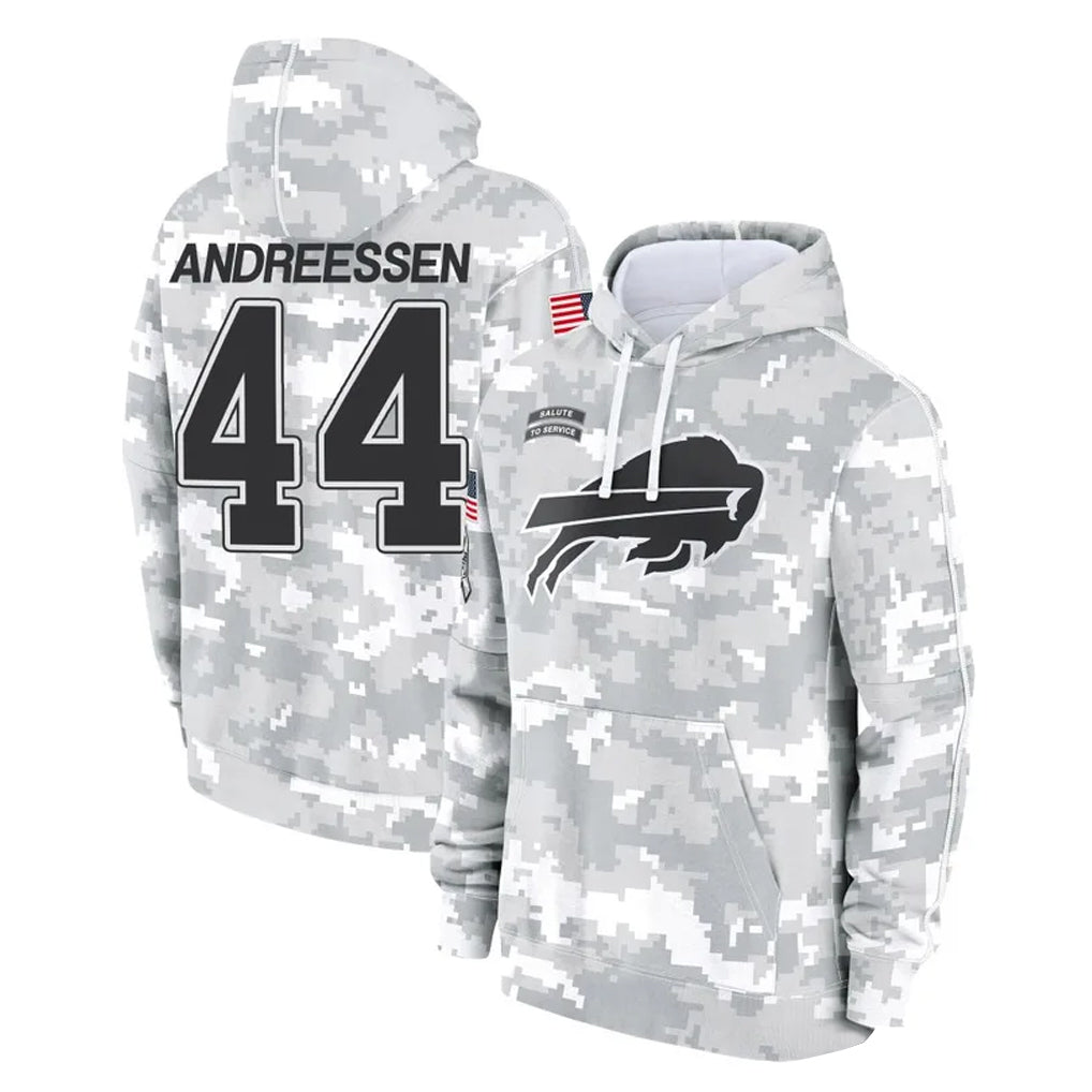 B.Bills #44 Joe Andreessen Player Arctic Camo Salute to Service Hoodies Limited BALCE Stitched Jerseys